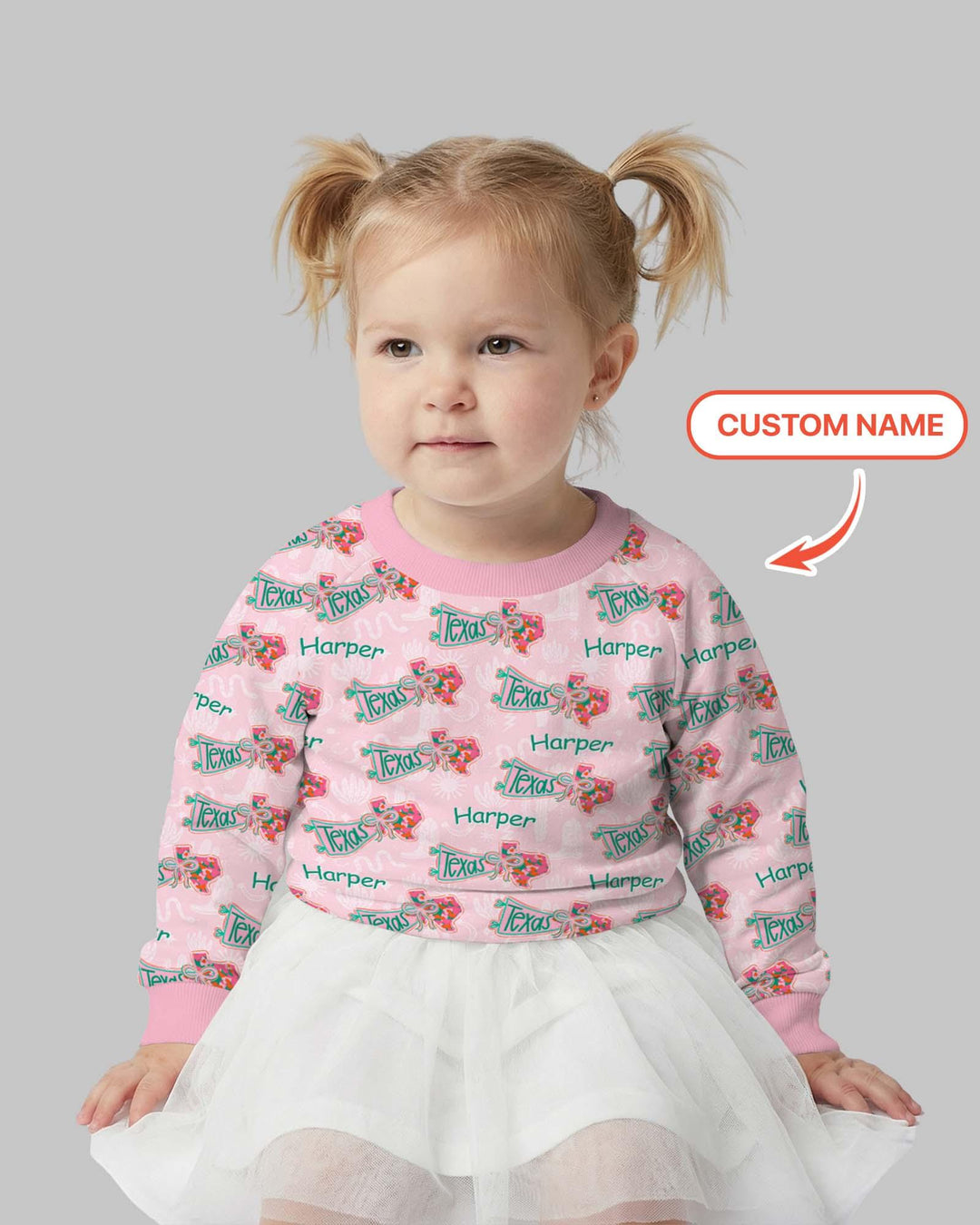 Custom Name Preppy Texas Charm Bamboo Crewneck Sweatshirt