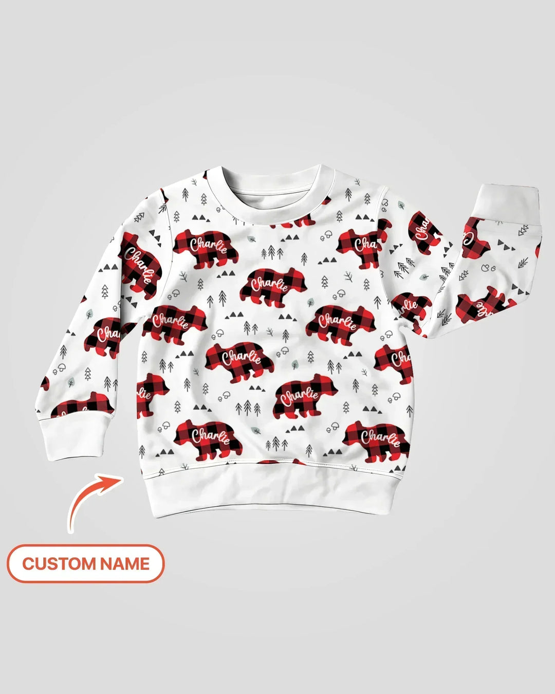 Custom Name Family Bear Matching Bamboo Crewneck Sweatshirt