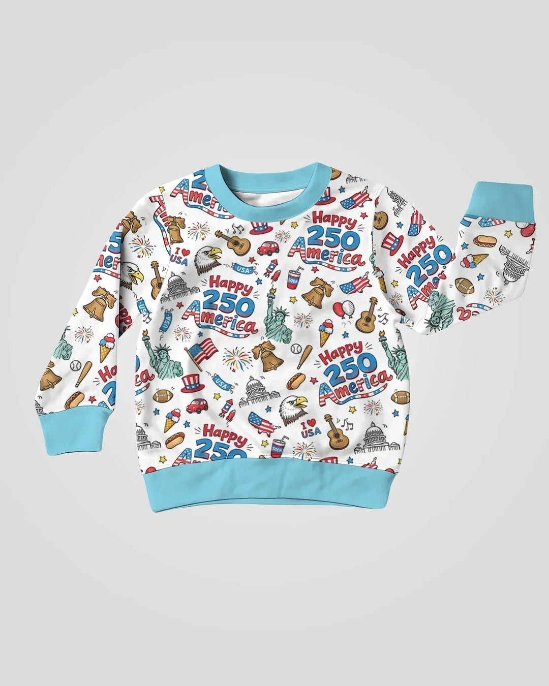 Happy 250 America I love USA Bamboo Crewneck Sweatshirt