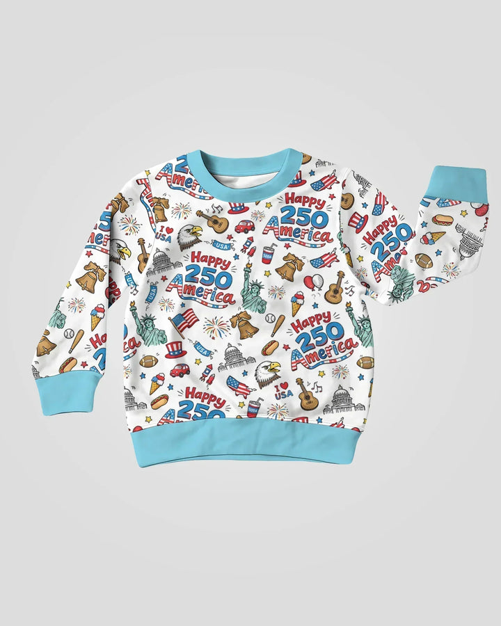 Happy 250 America I love USA Bamboo Crewneck Sweatshirt
