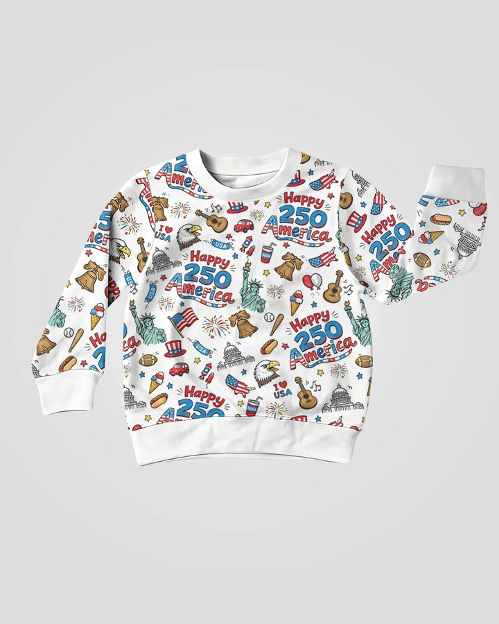 Happy 250 America I love USA Bamboo Crewneck Sweatshirt
