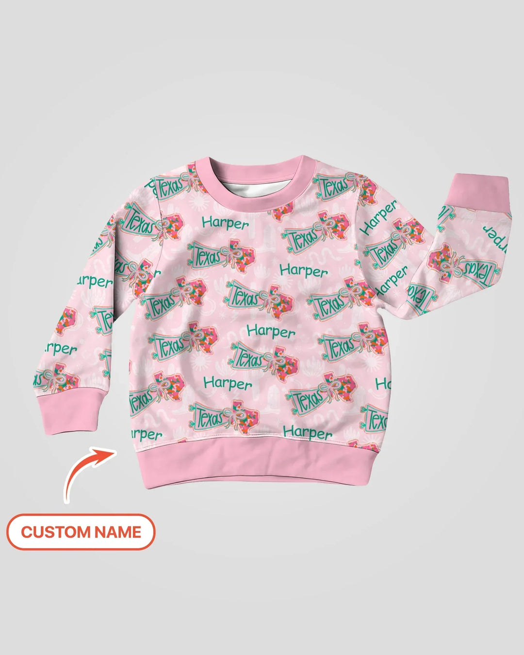 Custom Name Preppy Texas Charm Bamboo Crewneck Sweatshirt