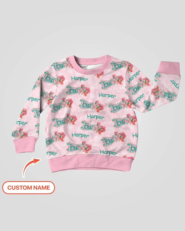 Custom Name Preppy Texas Charm Bamboo Crewneck Sweatshirt