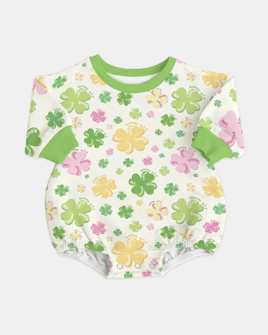 Shamrocks Print St. Patrick's Day Bubble Romper