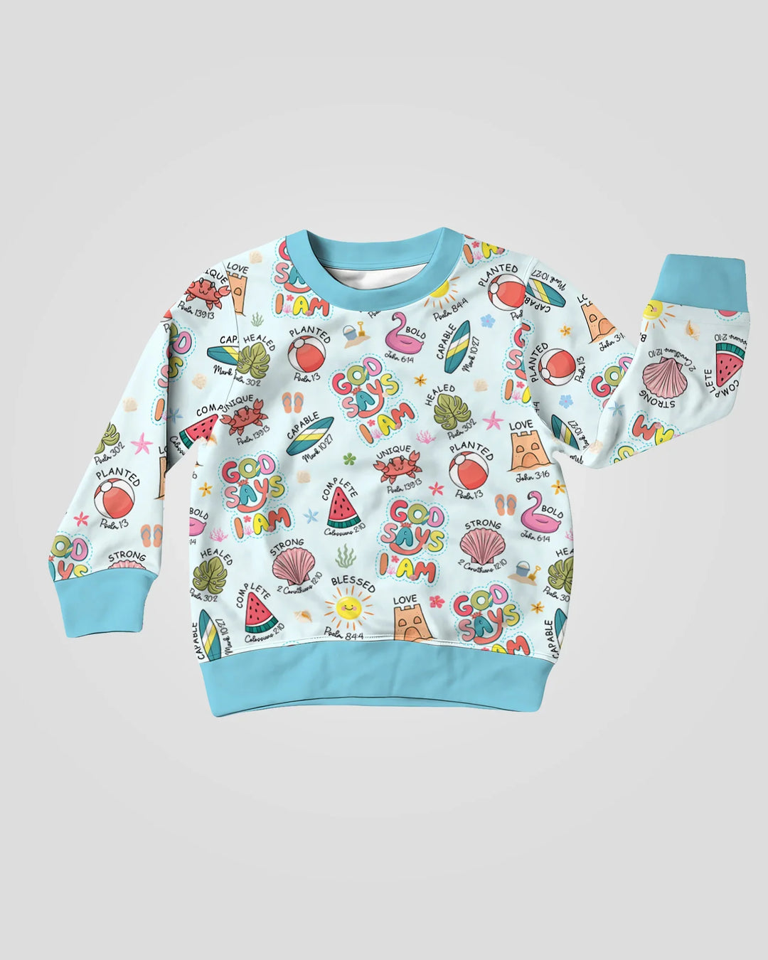 Ocean Breeze, God Says I Am  Bamboo Crewneck Sweatshirt