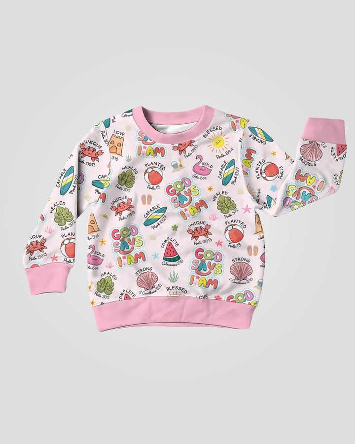 Ocean Breeze, God Says I Am  Bamboo Crewneck Sweatshirt