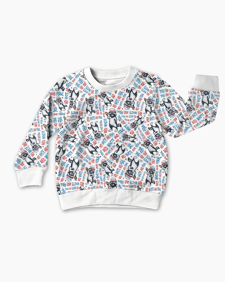 Red White and Feral Bamboo Crewneck Sweatshirt