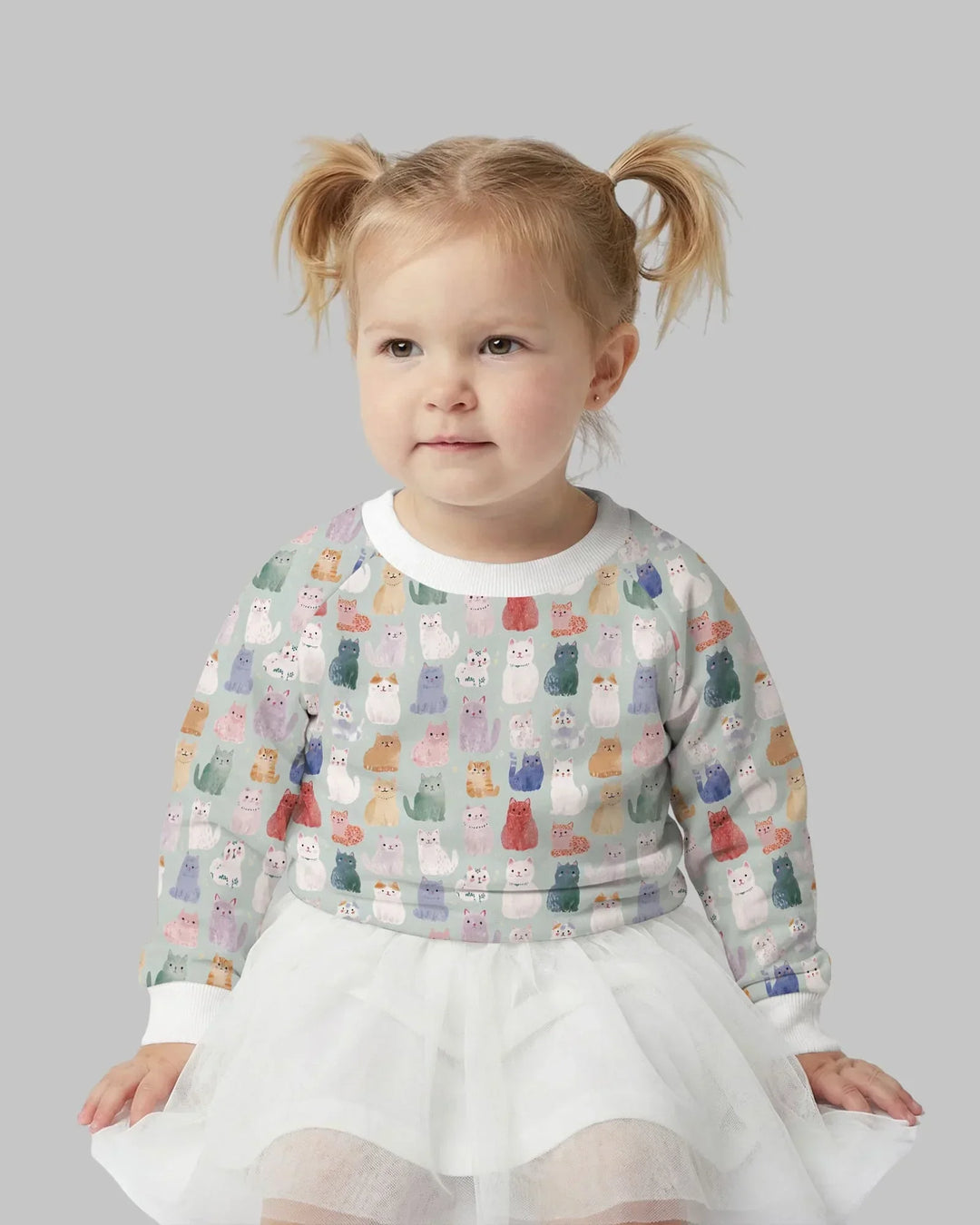 Verzauberte Happy Kitty Familien-Partnerlook Bambus-Rundhals-Sweatshirt