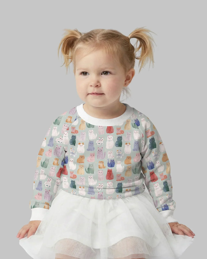 Verzauberte Happy Kitty Familien-Partnerlook Bambus-Rundhals-Sweatshirt