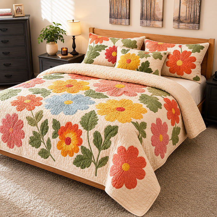 Sweet Daisy Bamboo Quilt Bedding Set