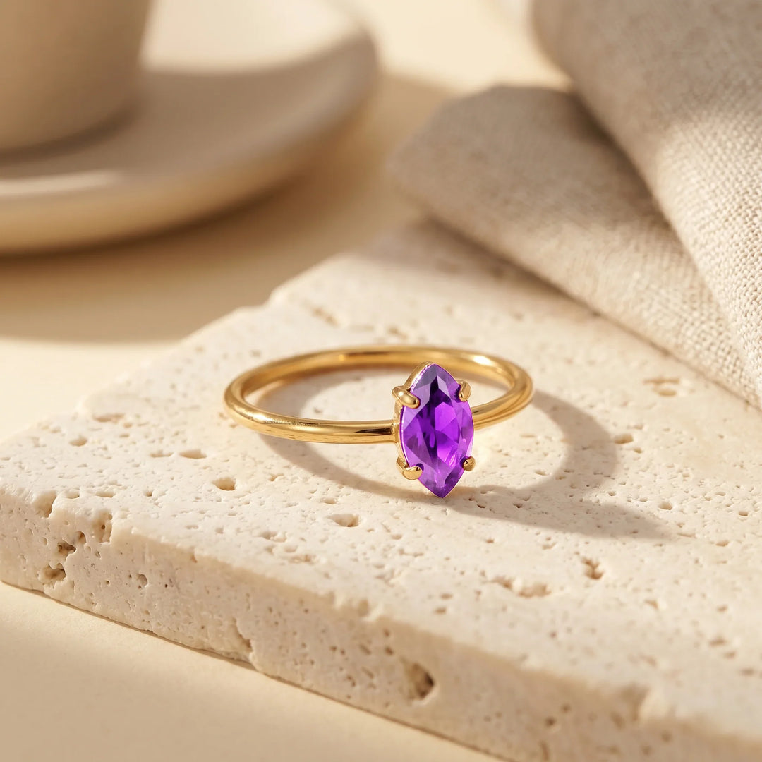 Dainty Marquise Birthstone Ring