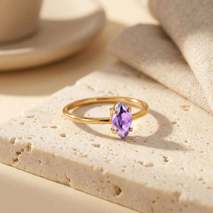 Dainty Marquise Birthstone Ring