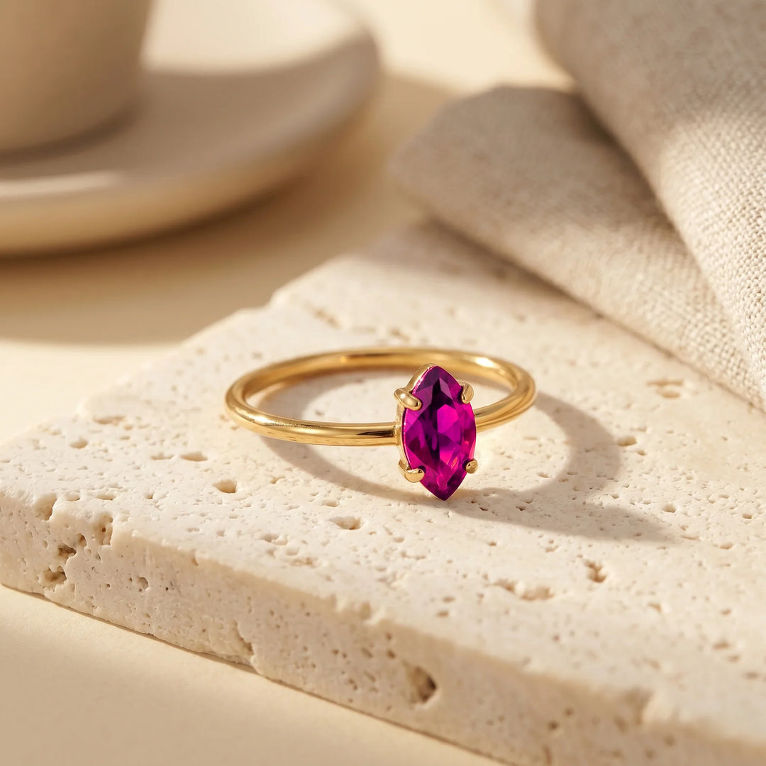Dainty Marquise Birthstone Ring