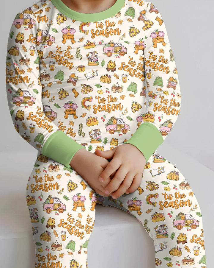 Zweiteiliges Langarm-Pyjama-Set mit Sommerfrüchten