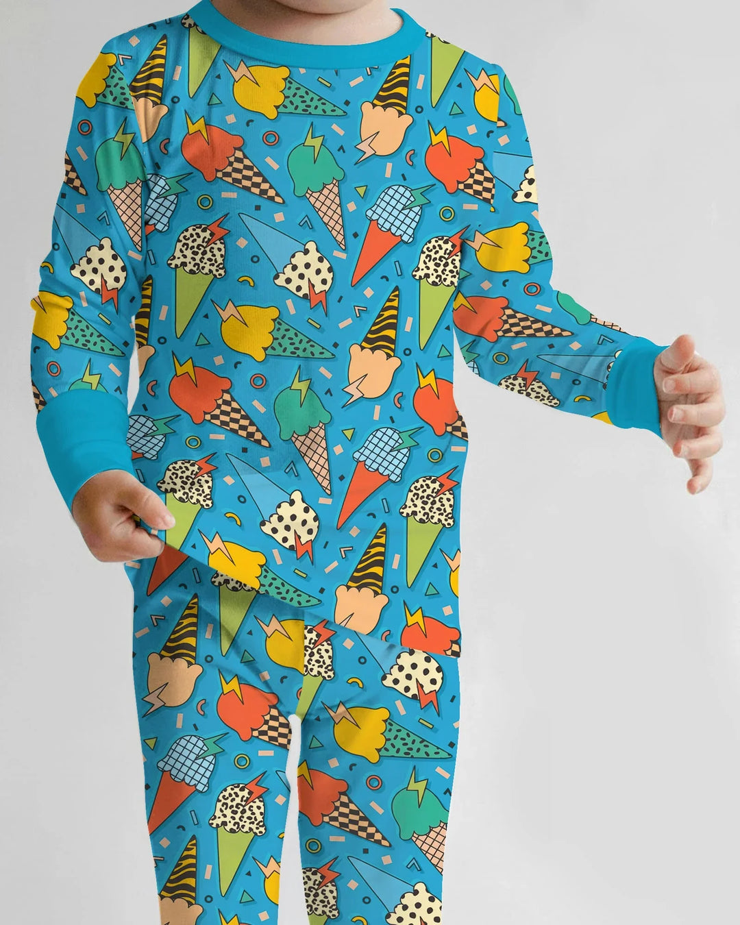 Summer Retro Ice Creams Family Matching Bamboo Two Piece Long Sleeve Pajama Set