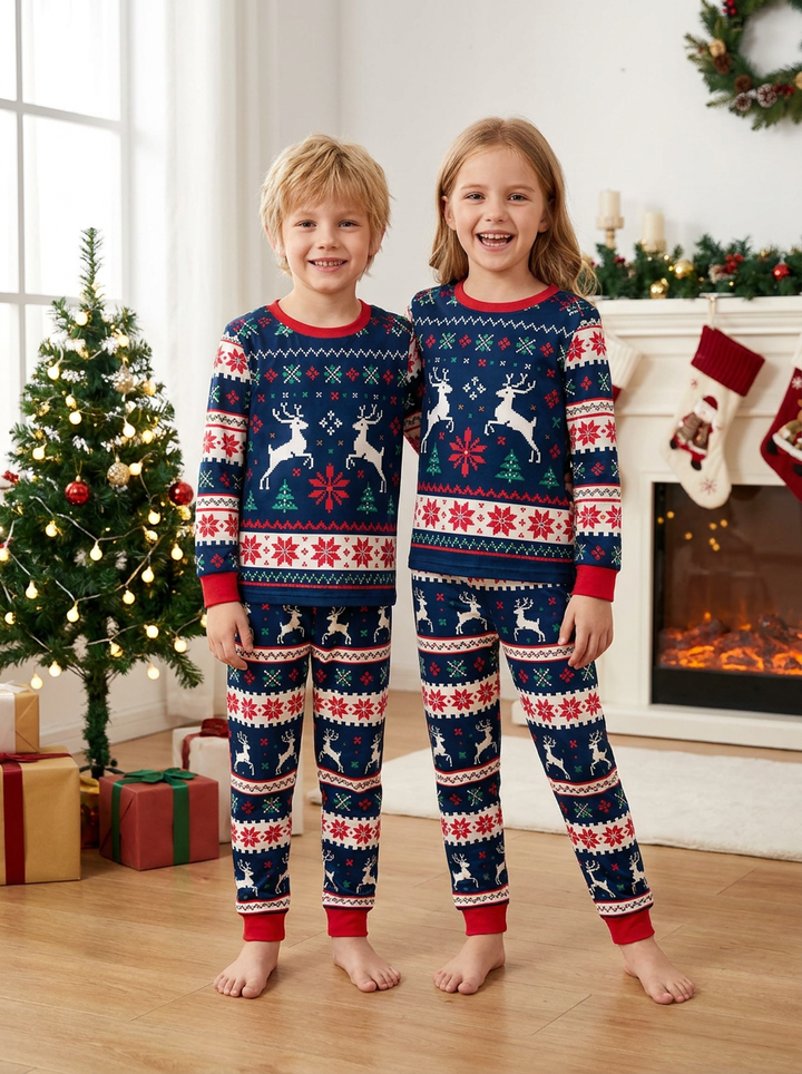 Classic Fair Isle Winter Bamboo Two Piece Long Sleeve Pajama Set