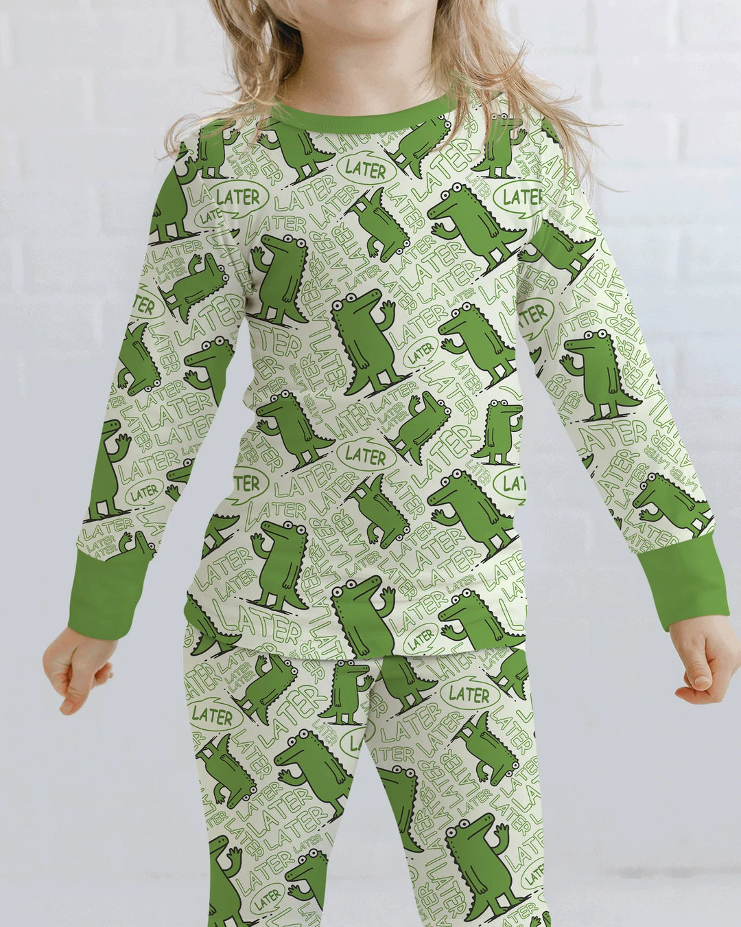 See you later, alligator! Bamboo Two Piece Long Sleeve Pajama Set
