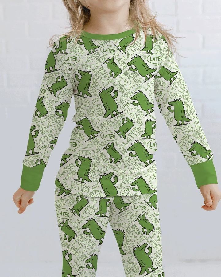 See you later, alligator! Bamboo Two Piece Long Sleeve Pajama Set