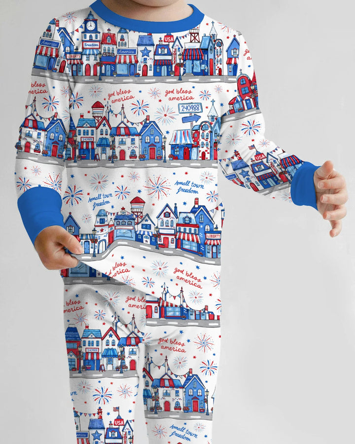Zweiteiliges Langarm-Pyjama-Set mit Sommerfrüchten
