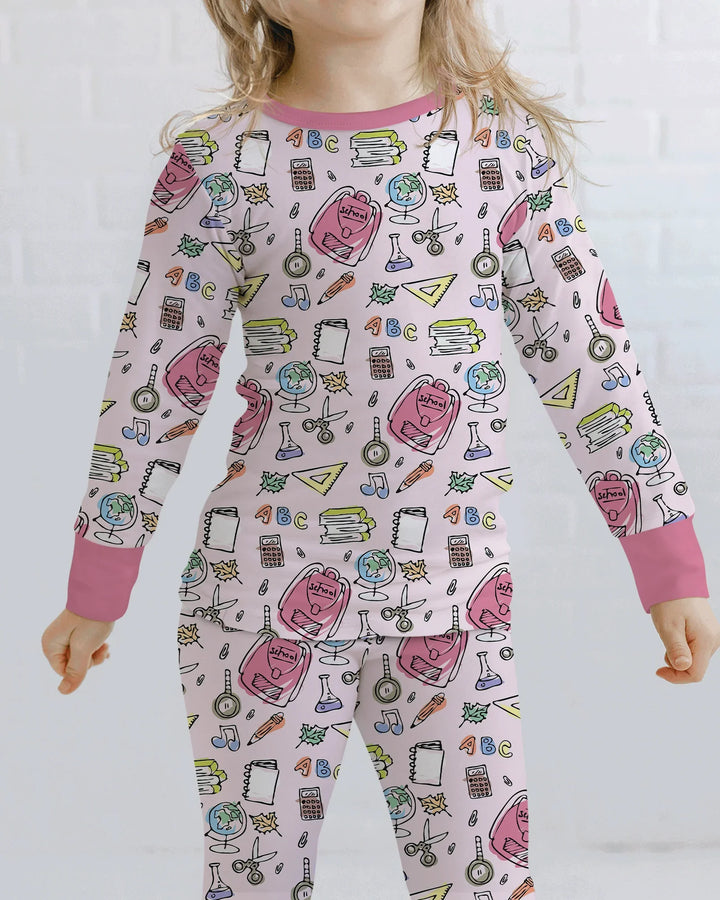 Doodle School Days Bamboo Two Piece Long Sleeve Pajama Set