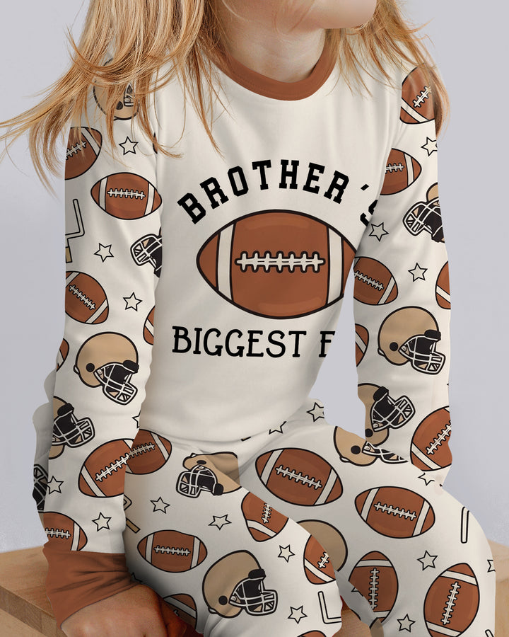 Personalized Football Brother's Biggest Fan Bamboo Two Piece Long Sleeve Pajama Set