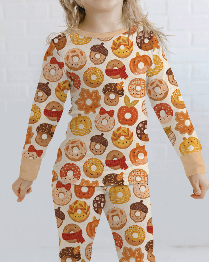 Cute Autumn Donut Bamboo Two Piece Long Sleeve Pajama Set