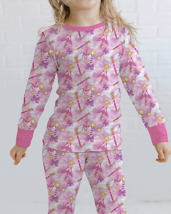 Zweiteiliges Langarm-Pyjama-Set mit Sommerfrüchten