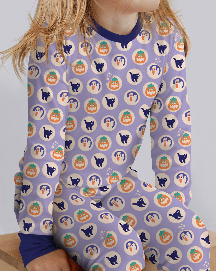 Zweiteiliges Langarm-Pyjama-Set mit Sommerfrüchten