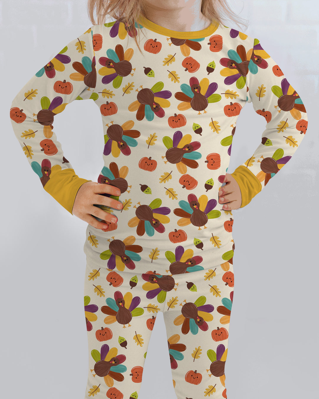 Thankful Turkey Days Bamboo Two Piece Long Sleeve Pajama Set