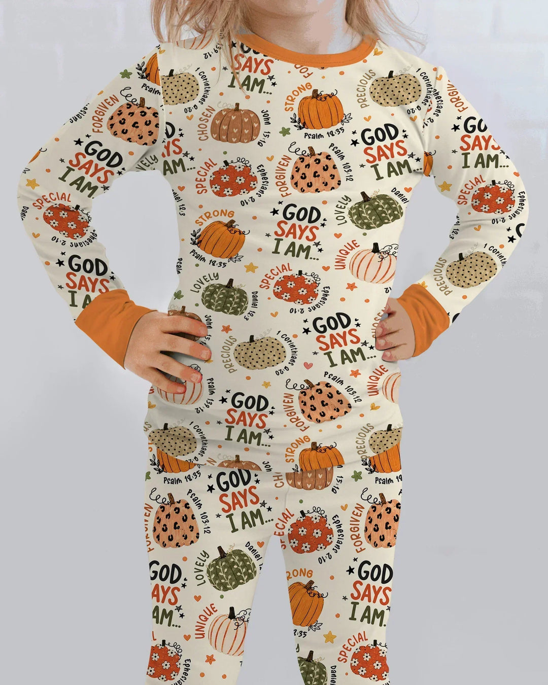 Fall God Says I Am Bamboo Two Piece Long Sleeve Pajama Set