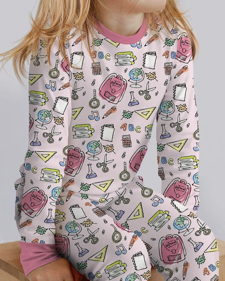 Doodle School Days Bamboo Two Piece Long Sleeve Pajama Set