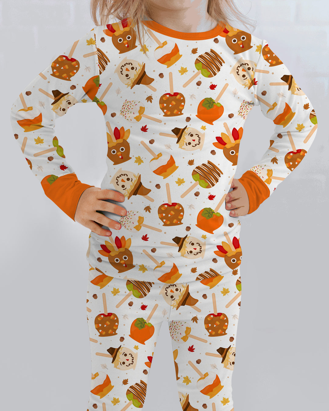 Fall Caramel Apple Family Matching Bamboo Two Piece Long Sleeve Pajama Set