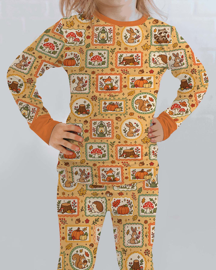 Woodland Animal Fall Bamboo Two Piece Long Sleeve Pajama Set