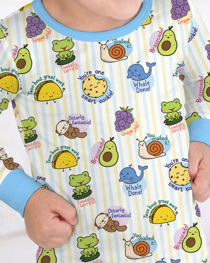 Cute Animal and Food Pun Bamboo Two Piece Long Sleeve Pajama Set