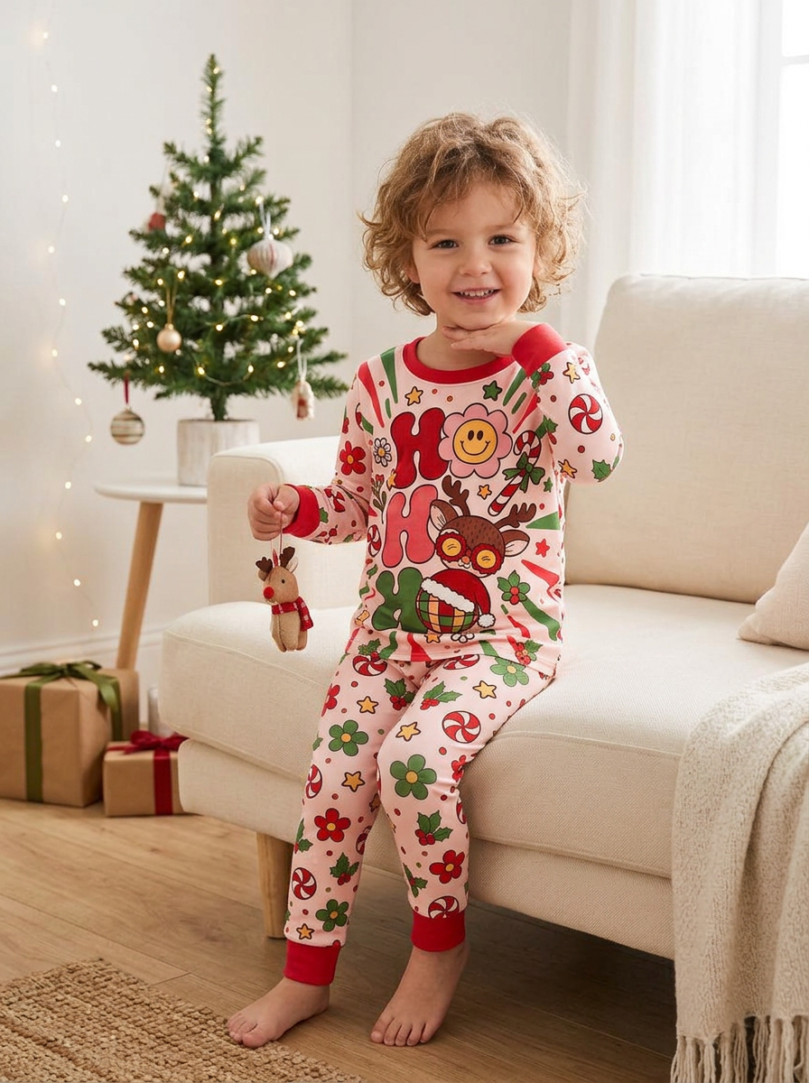 Ho Ho Ho Holiday Bamboo Two Piece Long Sleeve Pajama Set
