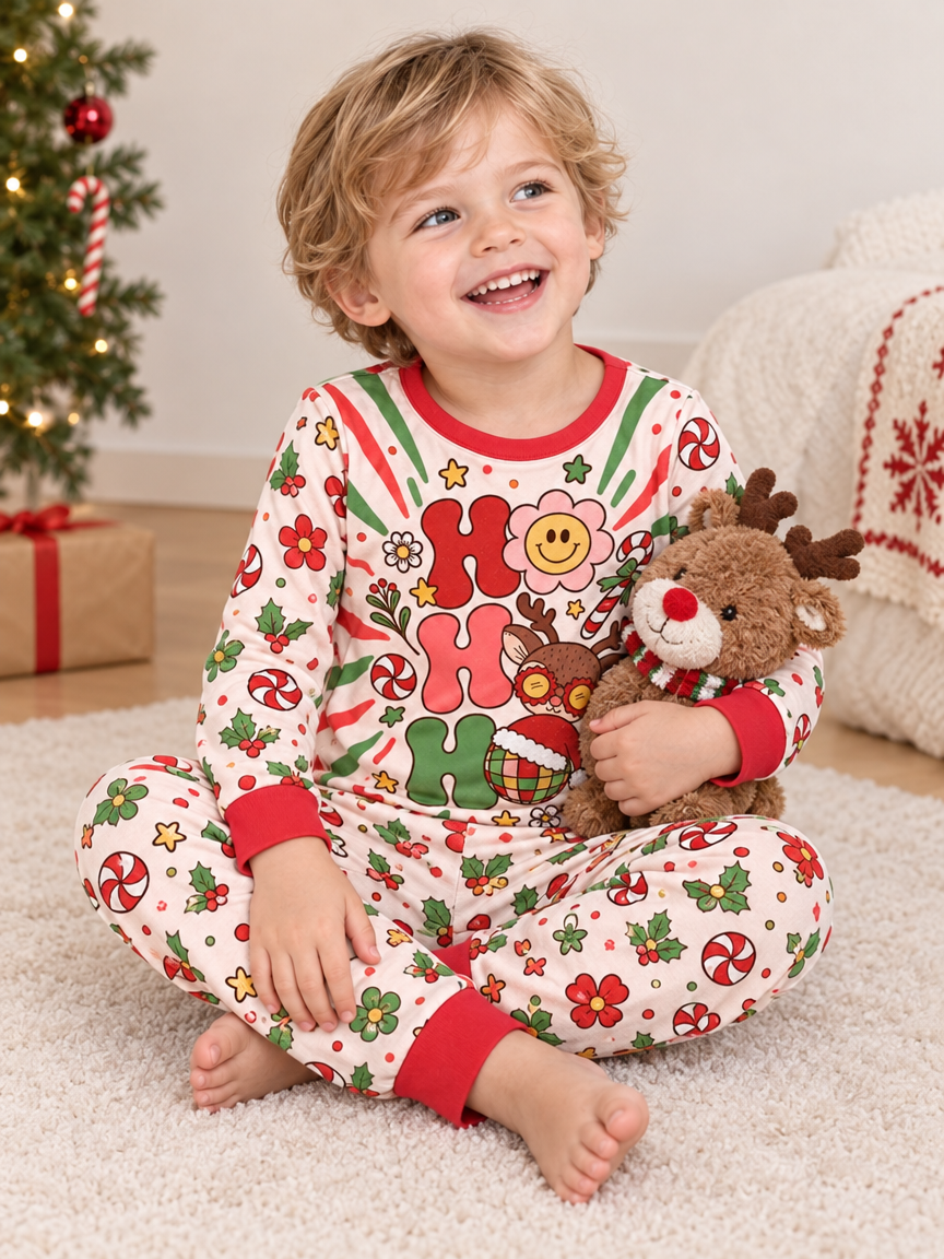 Ho Ho Ho Holiday Bamboo Two Piece Long Sleeve Pajama Set