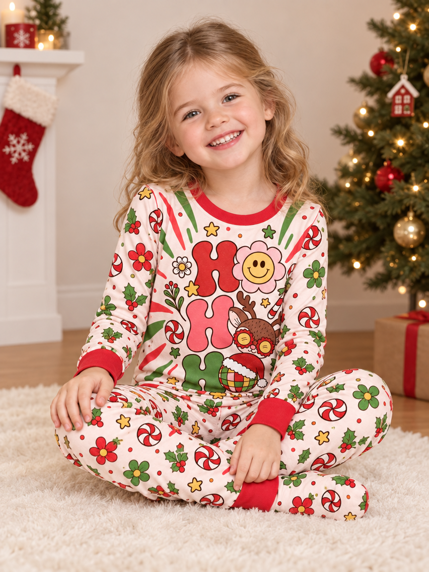 Ho Ho Ho Holiday Bamboo Two Piece Long Sleeve Pajama Set