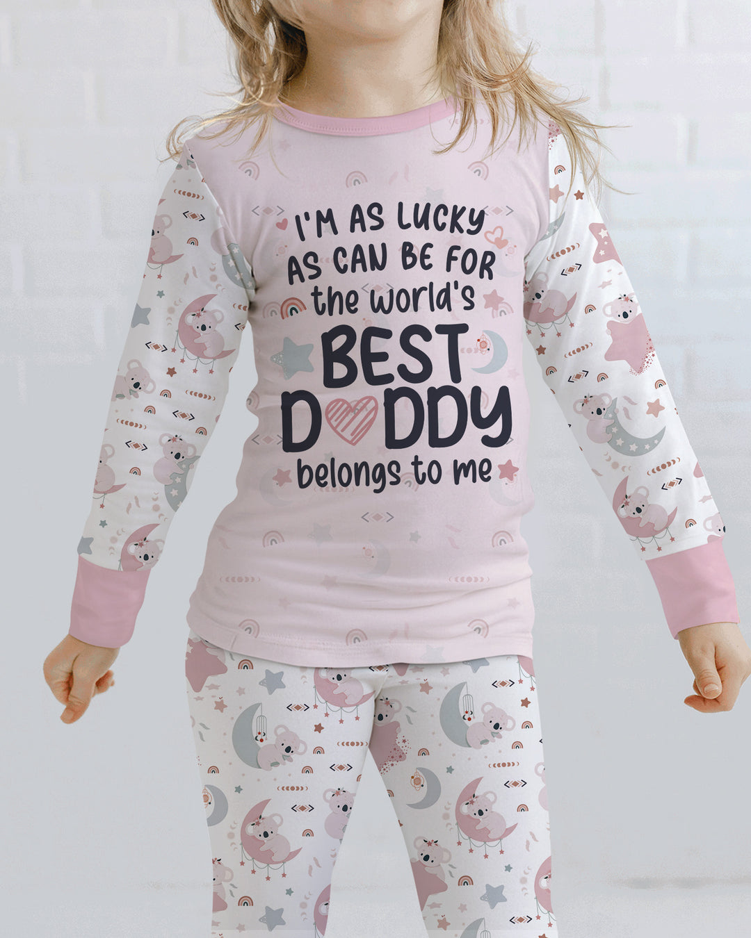 The World's Best Daddy Belongs To Me Bamboo Two Piece Long Sleeve Pajama Set