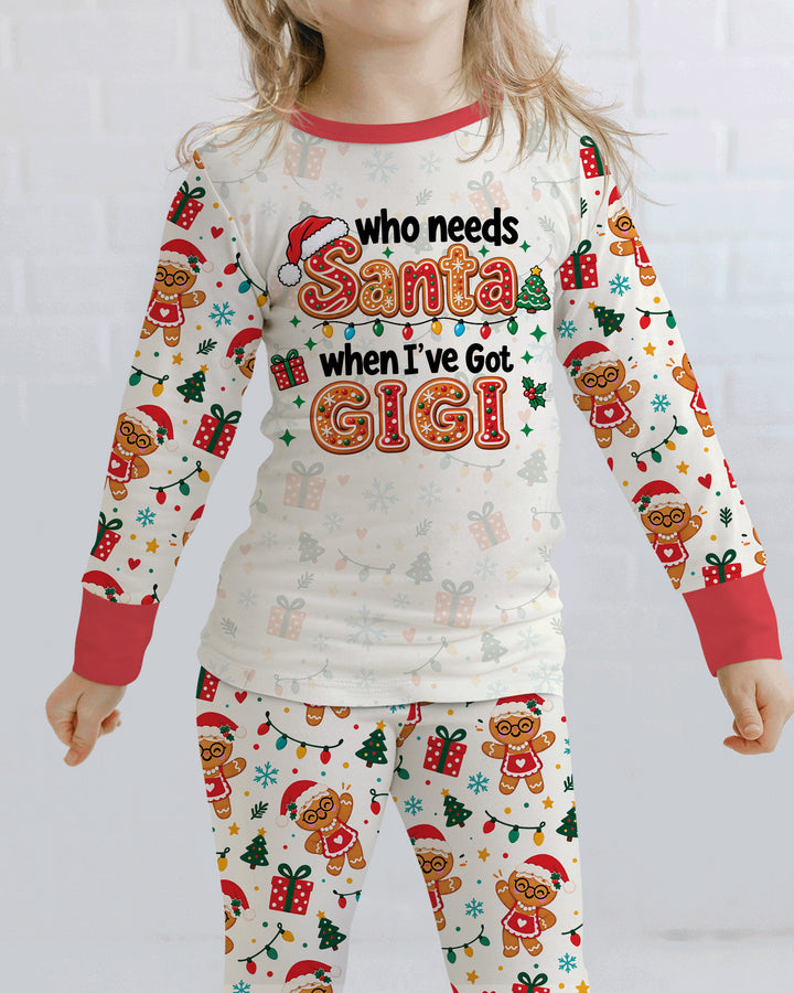 Who Needs Santa When I've Got Grandma Bamboo Two Piece Long Sleeve Pajama Set