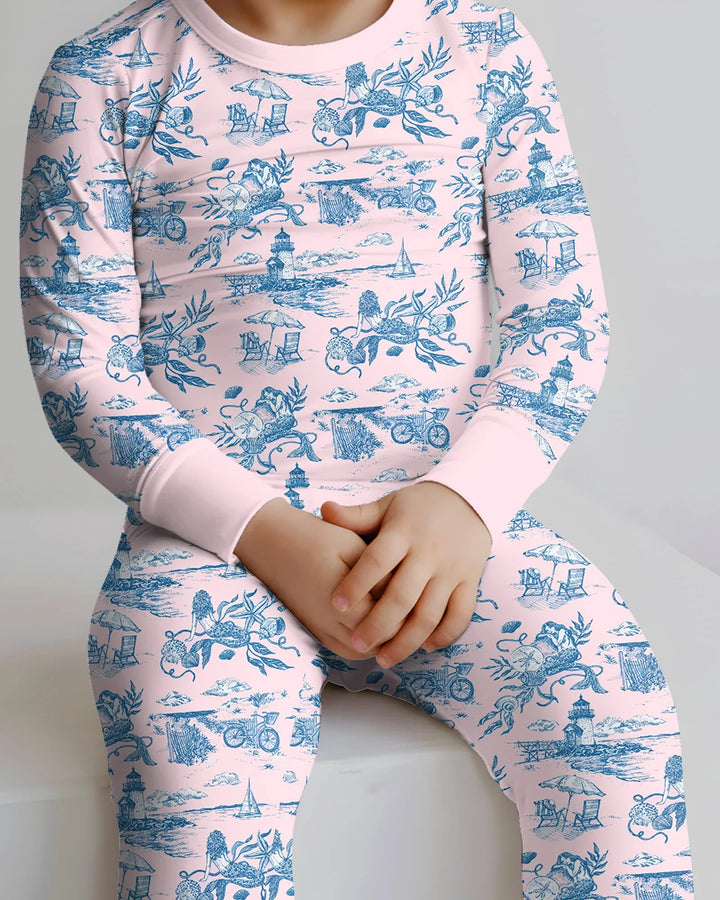 Zweiteiliges Langarm-Pyjama-Set mit Sommerfrüchten