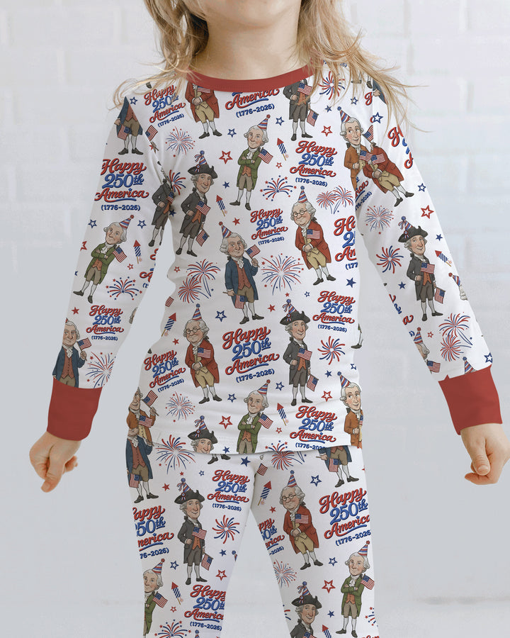 Party Like It's 1776 Family Matching Bamboo Two Piece Long Sleeve Pajama Set