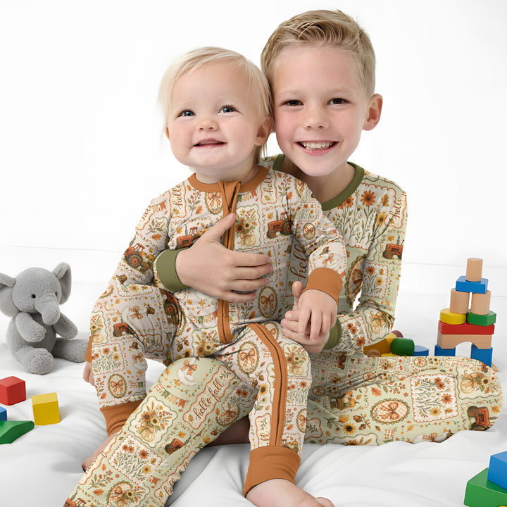 Farmhouse Fall Goose Family Matching Bamboo Convertible Zippy