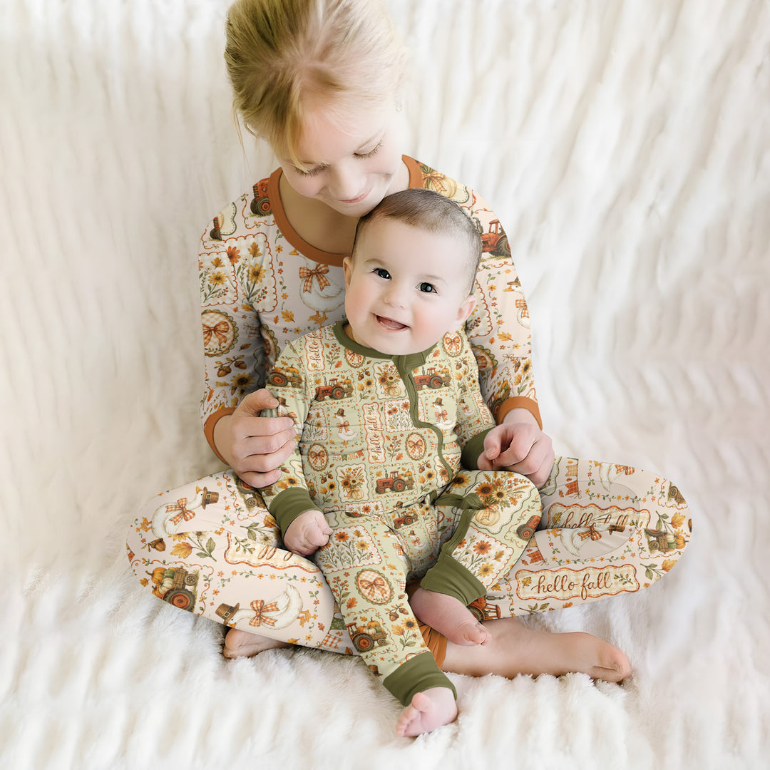 Farmhouse Fall Goose Family Matching Bamboo Convertible Zippy