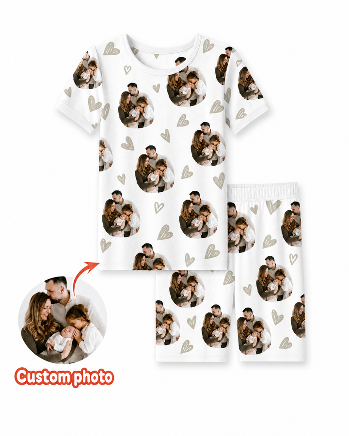 Custom Face All Over Print Baby Bamboo Two Piece Short Sleeve Shorts Pajama Set