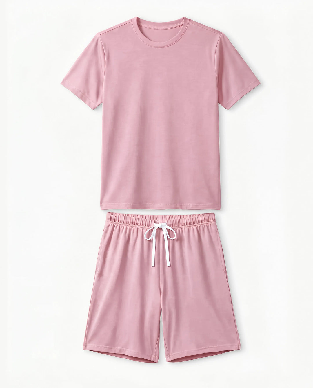 Solid Color Bamboo Unisex Short Sleeve Short Pajama Set