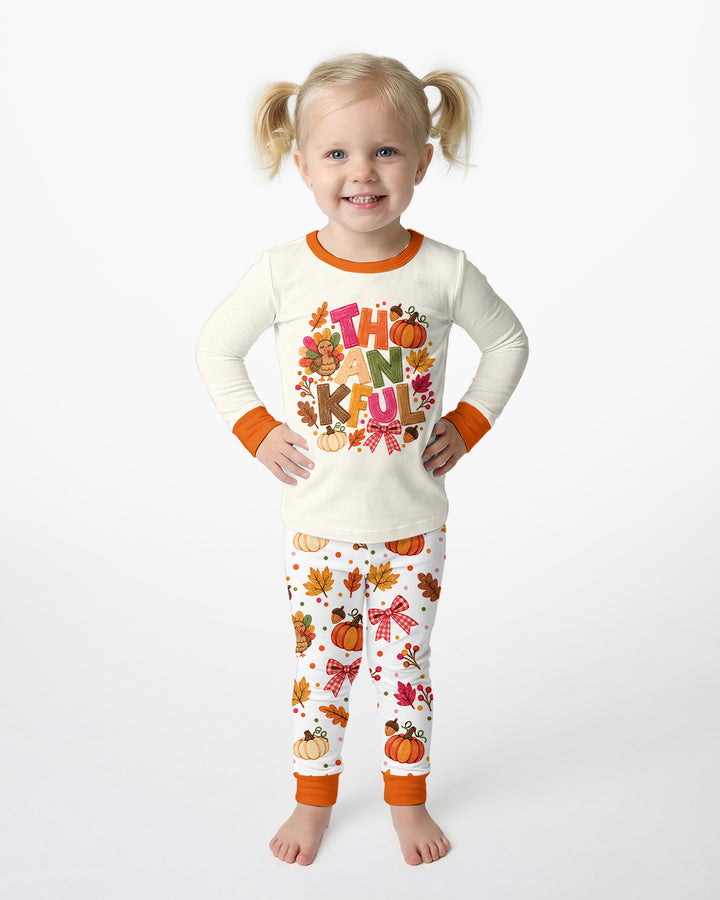 Thankful Turkey Fall Bamboo Two Piece Long Sleeve Pajama Set