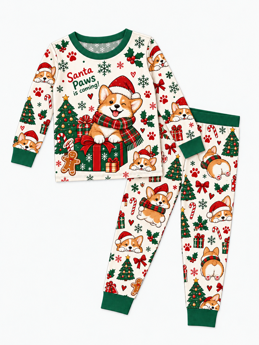 Santa Paws Holiday Surprise Bamboo Two Piece Long Sleeve Pajama Set