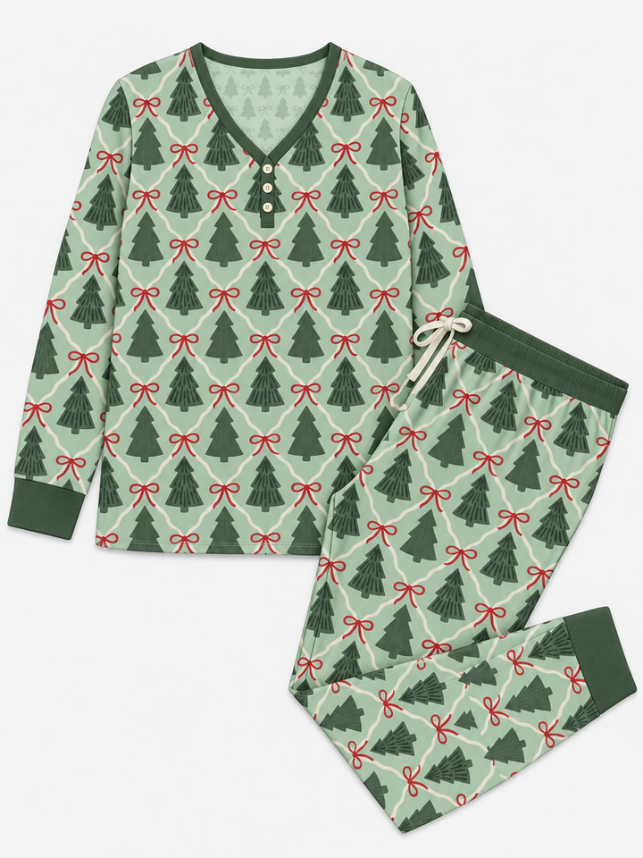 Coquette Christmas Tree Club Bamboo Women Pajama Set