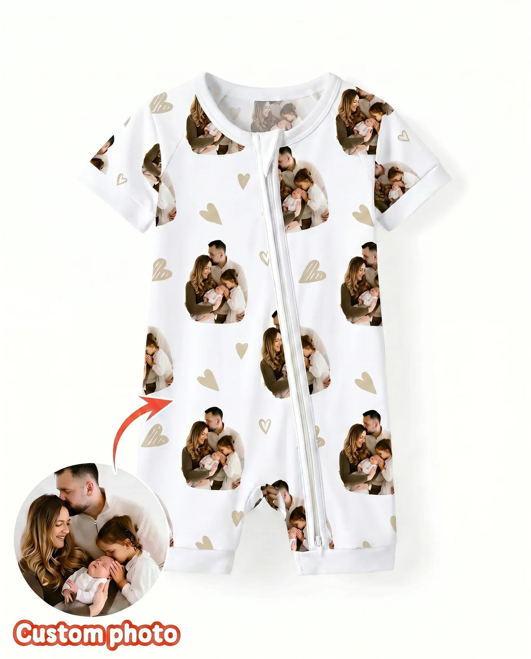 Custom Face All Over Print Baby Bamboo Shorty Zippy