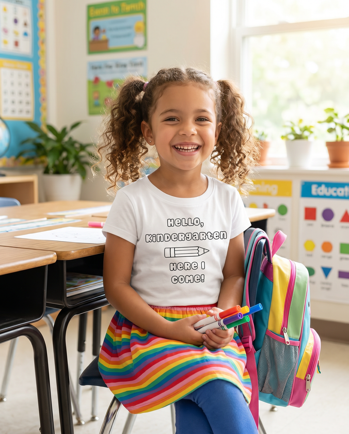 Colorable Hello, Kindergarten Here I Come! Bamboo Crewneck T-Shirt